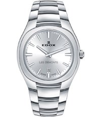 Edox dameshorloge witte band - stalen kast met Zwitsers uurwerk