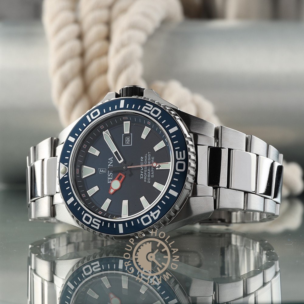 Festina Orologio Da Uomo Analogico Argento F20663/1 - Bracciale In Acciaio, Datario, Pieghevole