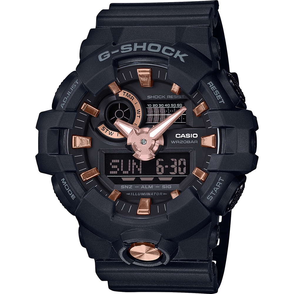 G-Shock Classic Style GA-710B-1A4ER Black and Gold Horloge