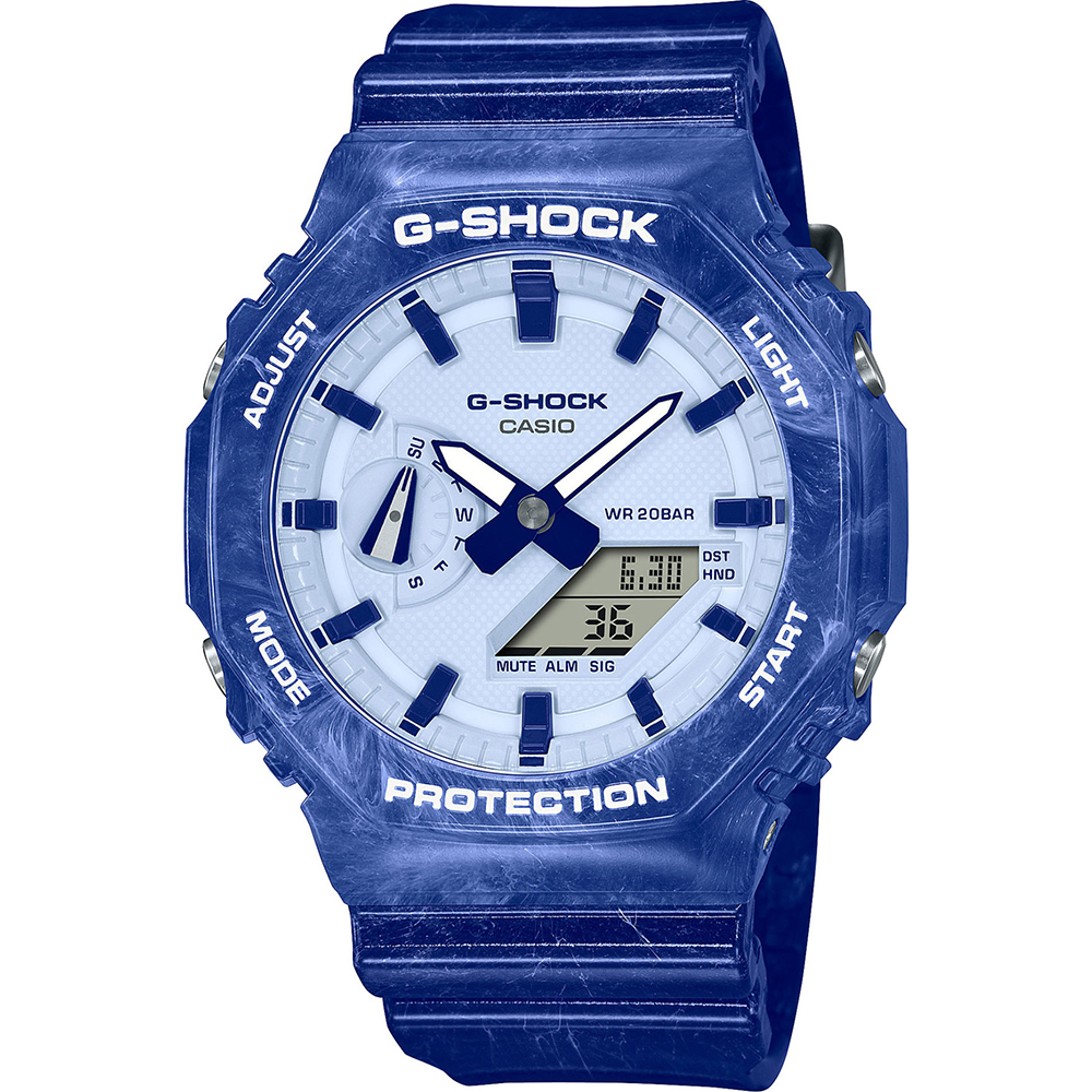 G-Shock Classic Style GA-2100BWP-2AER Carbon Core Guard - Blue & White Pottery Horloge