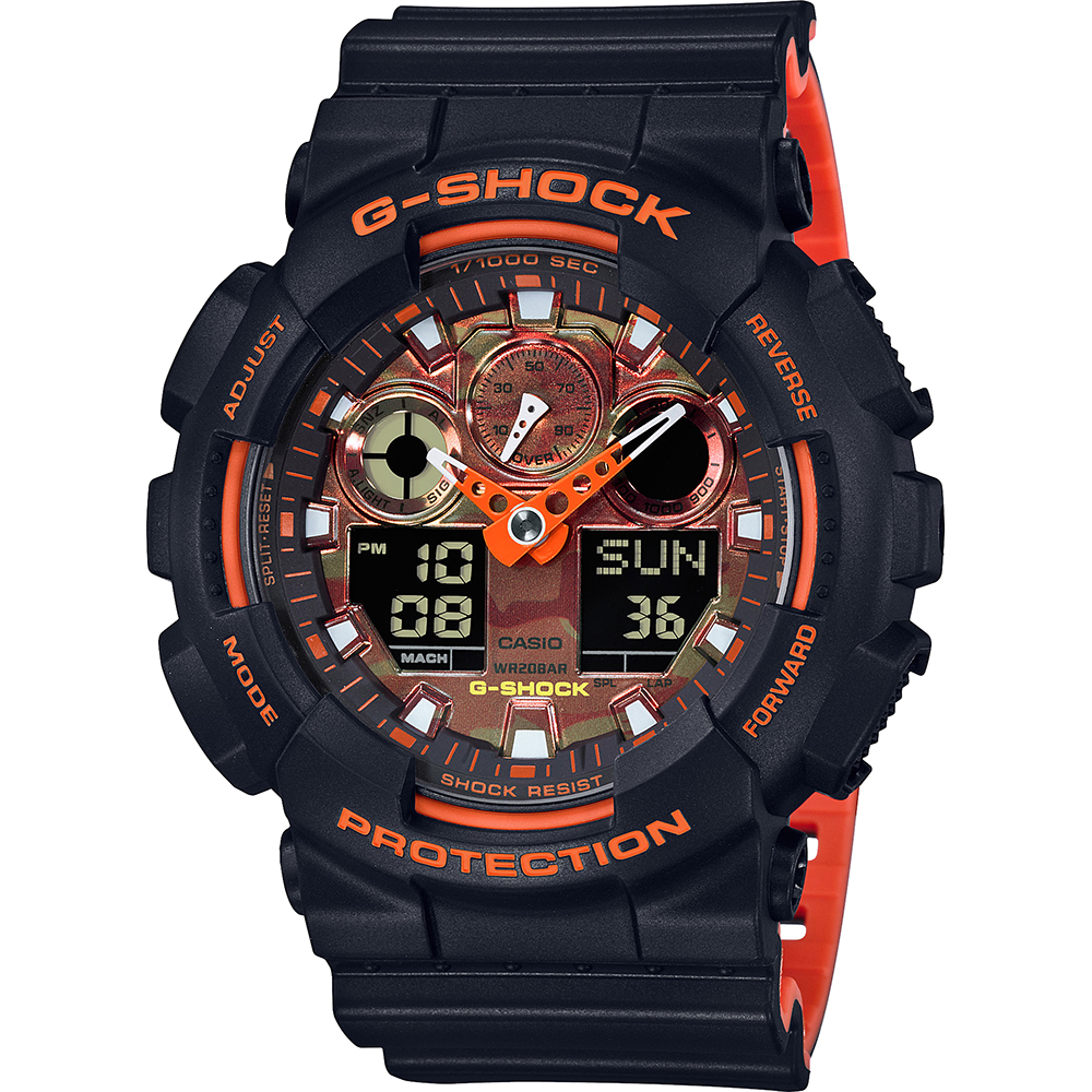 G-Shock Classic Style GA-100BR-1A Ana-Digi - Bright Orange Horloge