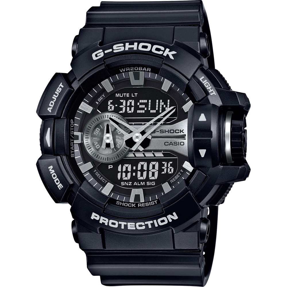 G-Shock Classic Style GA-400GB-1A Rotary Switch Garrish Black Horloge
