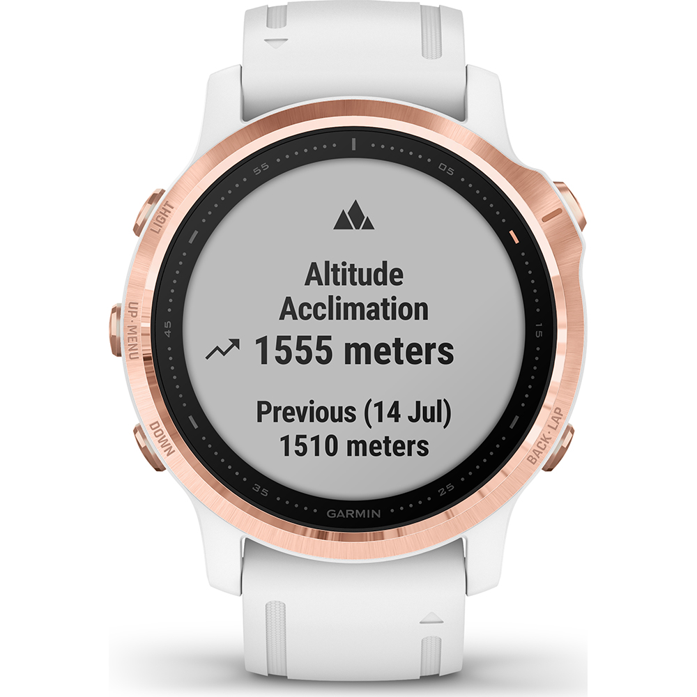 Garmin Fenix 6s Pro Saffier | Roségoud Zwart | Nylon En Zwarte Rubberen Band  010-02159-37 - First Class Watches™ BEL