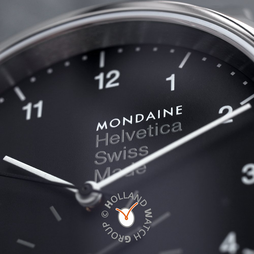 Mondaine MH1.R2020.LB Helvetica Regular horloge • EAN: 7630040918404 •  Horloge.be