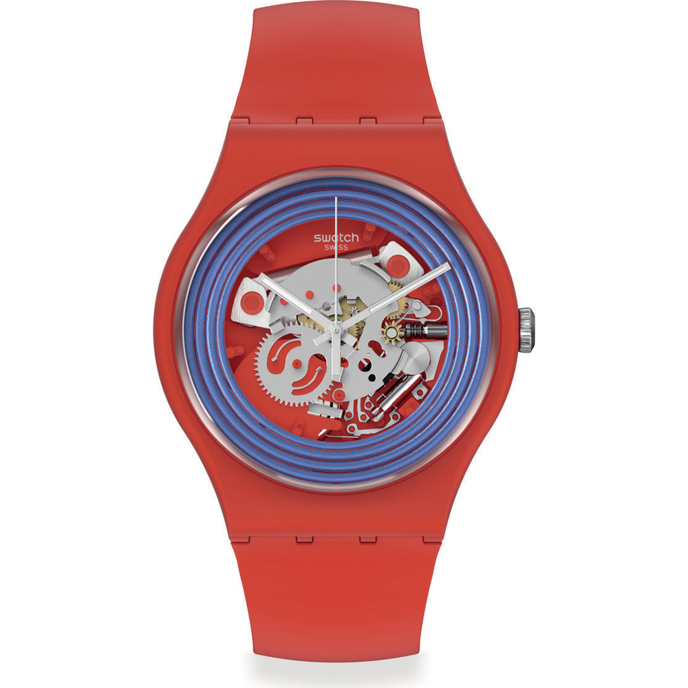 Swatch Big Bold SO29R103 Blue Rings Red Horloge