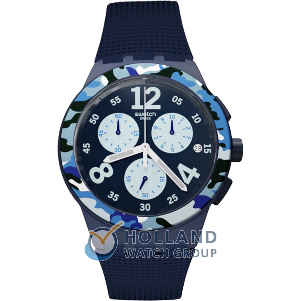Swatch New Chrono Plastic SUSN414 Camoblu Horloge