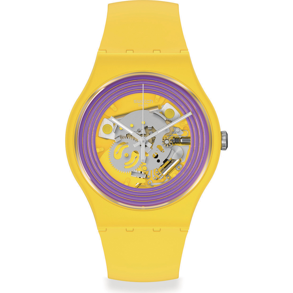 Swatch NewGent SO29J100 Purple Rings Yellow Horloge