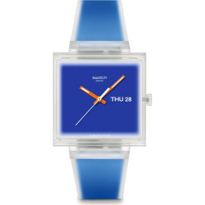 Swatch What If - Square SO38K701 What If... Jelly see thru blue? Horloge