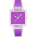 Swatch What If - Square SO38K705 What If... Jelly see thru magenta? Horloge
