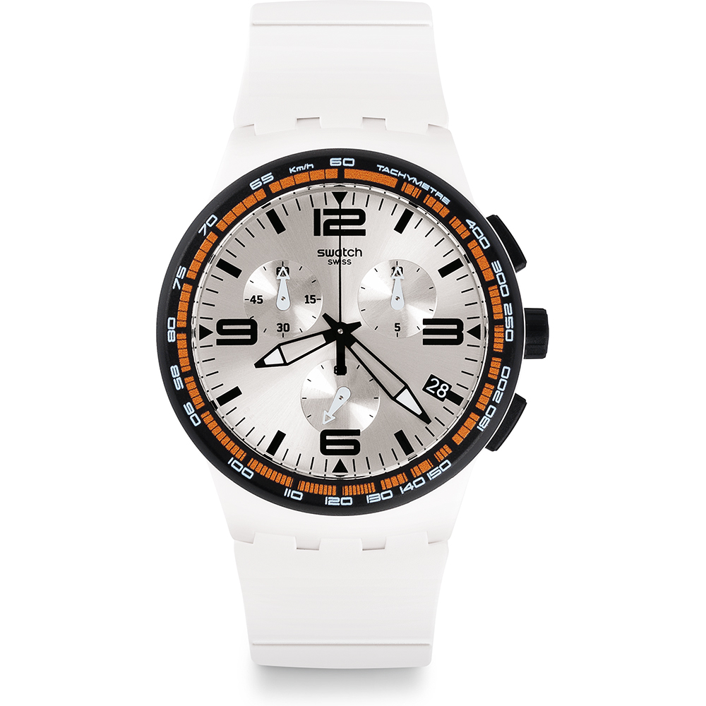 Swatch New Chrono Plastic SUSW405 White Blades Horloge