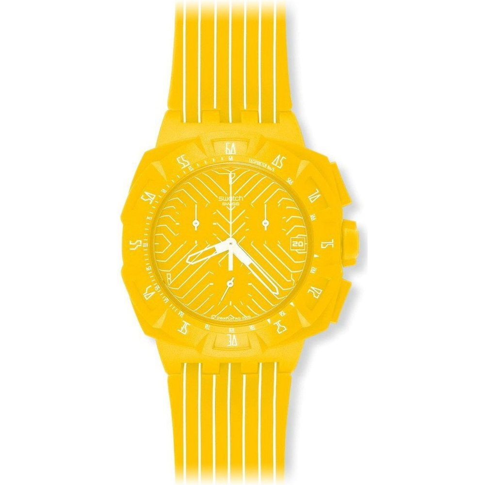 Swatch Chrono Plastic SUIJ400 Yellow Run Horloge